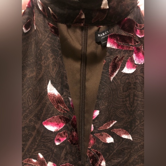 MARCIANO Sleeveless A-Line Dress in Brown Paisley + Crush Velvet Floral … - Picture 5 of 12